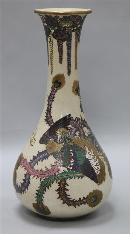 A Japanese Satsuma pottery baluster vase, signed Gyozan